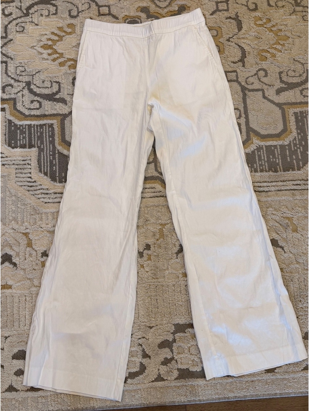 Lands end Women’s White Mid-Rise Wide Leg Pants Size 2